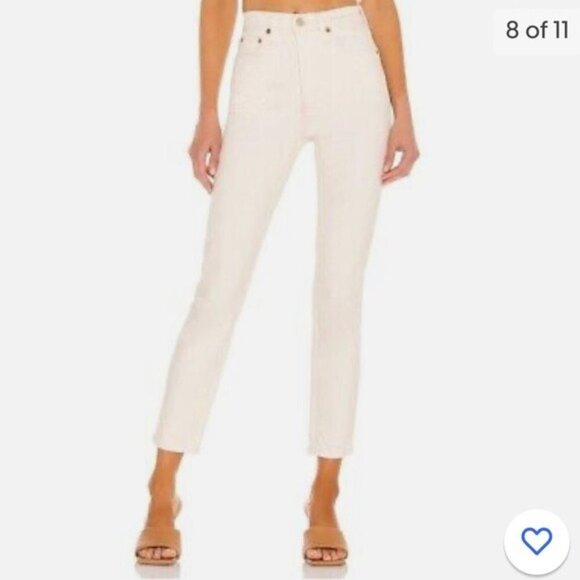 RE/DONE 90’s Originals High Waist Ankle Crop Jeans Vintage White Size 27 - Picture 2 of 16